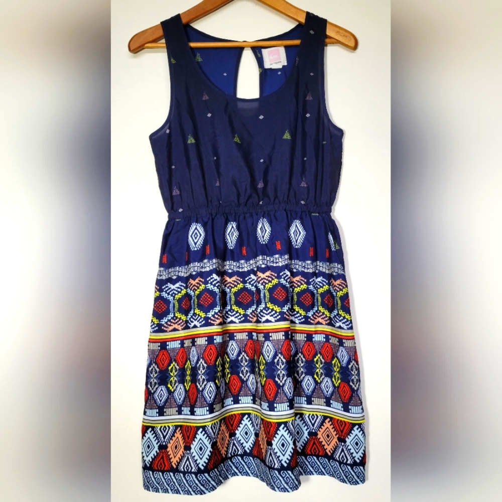 Quicksilver Women's Navy Blue Patterned Sleeveless Dress Size XS